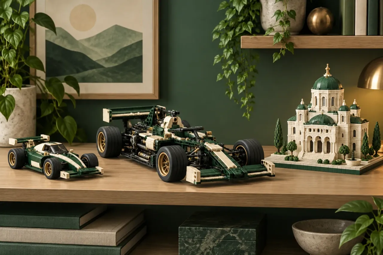 Editorial illustration: Choosing LEGO Display Sets: Technic, Icons, Architecture and Speed Champions
